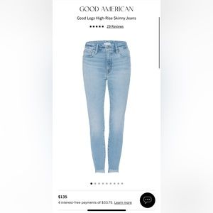 Good American Good Legs High Rise Skinny jeans size 15